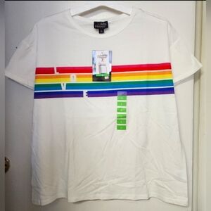 LGBTQ Feeling Proud White Rainbow Womens Pride T- Shirt, Pride Month